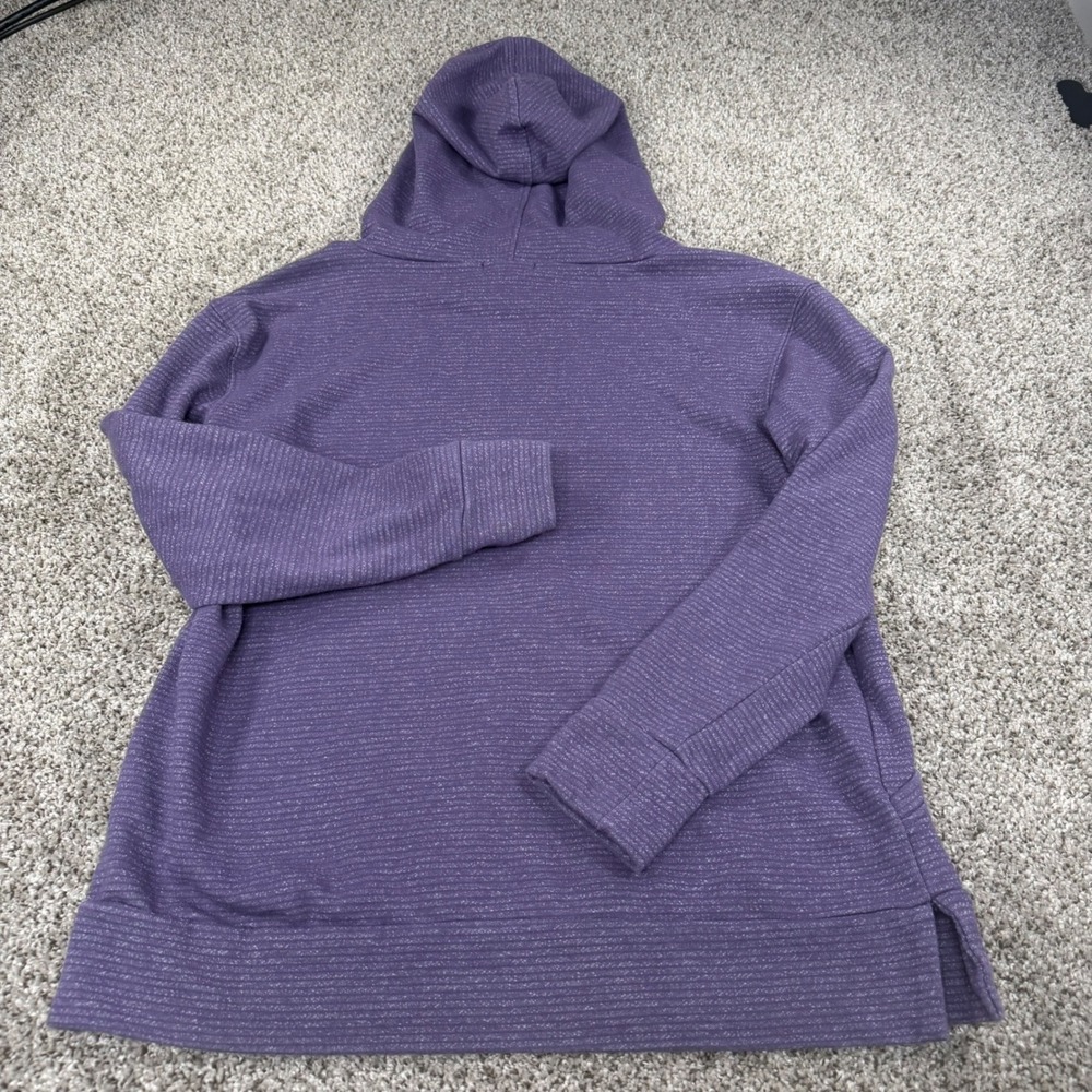 Champion Elite Womens Purple Textured Pullover Hoodie Sweatshirt Medium Ribbed - Picture 2 of 8